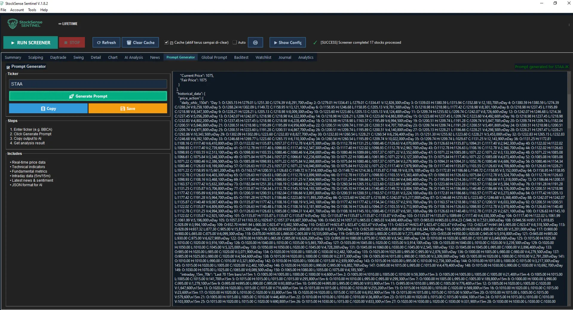 Tampilan Fitur Prompt Generator Sentinel